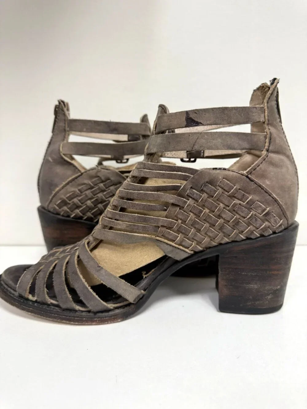 Freebird Todum Distressed Leather Wedge Sandal